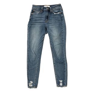 KanCan | Medium Wash Distressed High Rise Skinny Jeans Size 5 26" with Stain